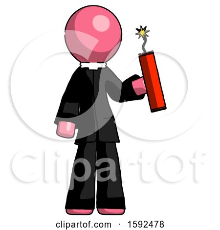 Pink Clergy Man Holding Dynamite with Fuse Lit by Leo Blanchette