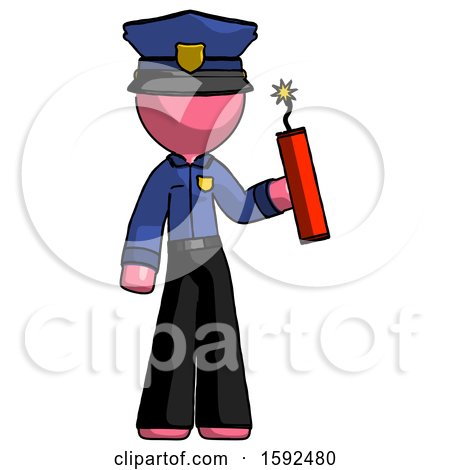 Pink Police Man Holding Dynamite with Fuse Lit by Leo Blanchette