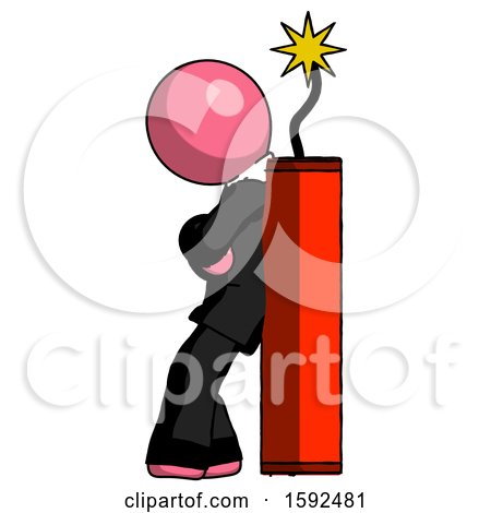 Pink Clergy Man Leaning Against Dynimate, Large Stick Ready to Blow by Leo Blanchette