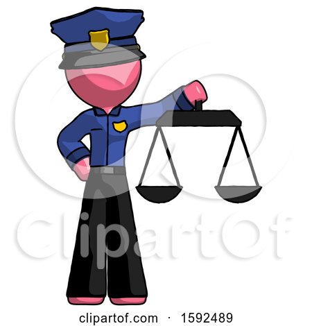 Pink Police Man Holding Scales of Justice by Leo Blanchette