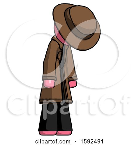 Pink Detective Man Depressed with Head down Turned Right by Leo Blanchette
