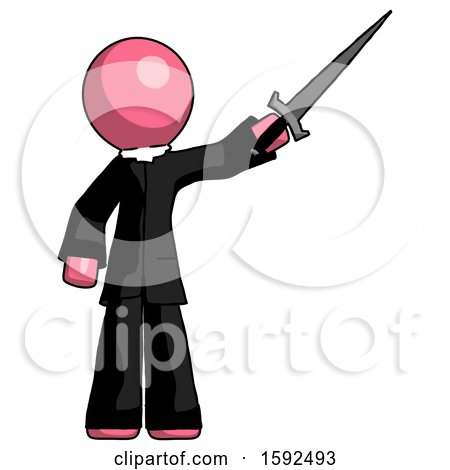 Pink Clergy Man Holding Sword in the Air Victoriously by Leo Blanchette