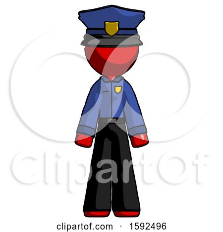 Red Police Man Standing Facing Forward by Leo Blanchette