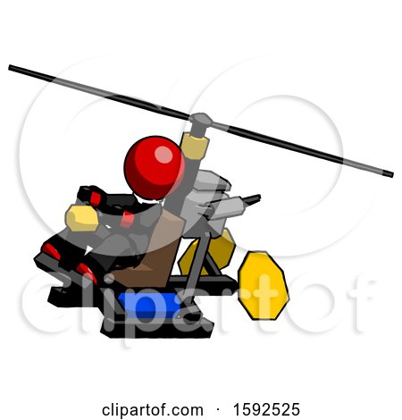 Red Clergy Man Flying in Gyrocopter Front Side Angle Top View by Leo Blanchette