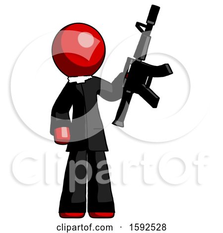 Red Clergy Man Holding Automatic Gun by Leo Blanchette