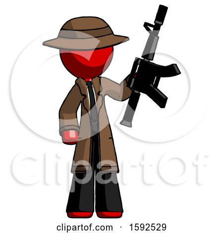 Red Detective Man Holding Automatic Gun by Leo Blanchette