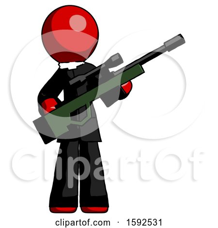 Red Clergy Man Holding Sniper Rifle Gun by Leo Blanchette