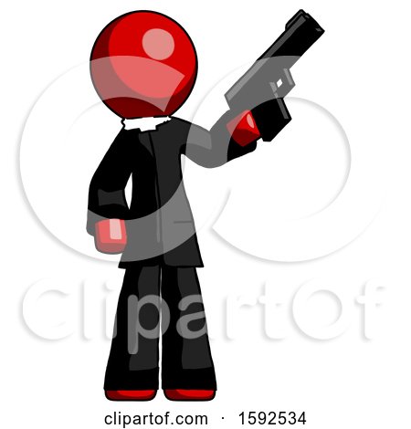 Red Clergy Man Holding Handgun by Leo Blanchette