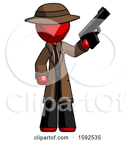 Red Detective Man Holding Handgun by Leo Blanchette