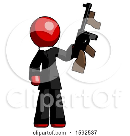 Red Clergy Man Holding Tommygun by Leo Blanchette