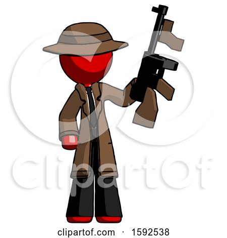 Red Detective Man Holding Tommygun by Leo Blanchette
