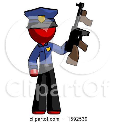 Red Police Man Holding Tommygun by Leo Blanchette