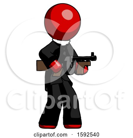Red Clergy Man Tommy Gun Gangster Shooting Pose by Leo Blanchette