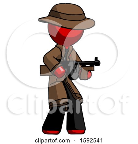 Red Detective Man Tommy Gun Gangster Shooting Pose by Leo Blanchette