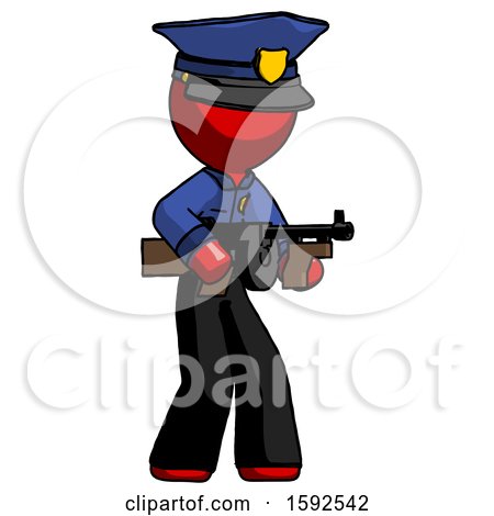 Red Police Man Tommy Gun Gangster Shooting Pose by Leo Blanchette