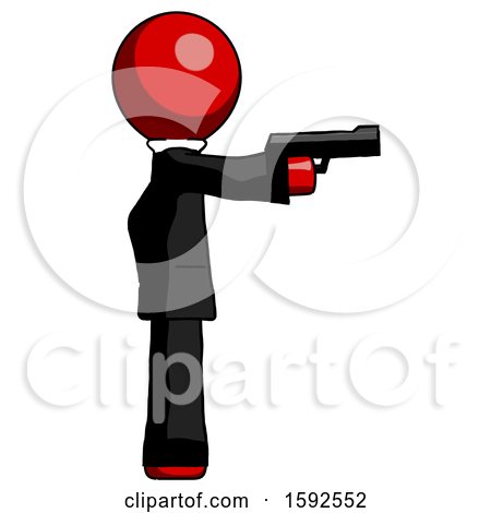 Red Clergy Man Firing a Handgun by Leo Blanchette