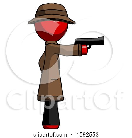 Red Detective Man Firing a Handgun by Leo Blanchette