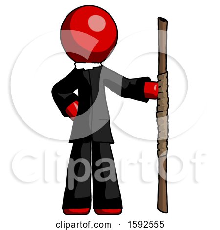 Red Clergy Man Holding Staff or Bo Staff by Leo Blanchette