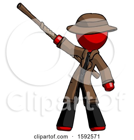 Red Detective Man Bo Staff Pointing up Pose by Leo Blanchette