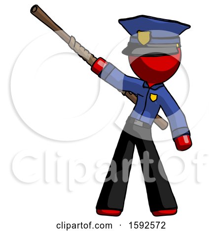 Red Police Man Bo Staff Pointing up Pose by Leo Blanchette