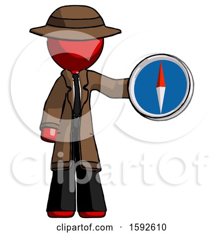 Red Detective Man Holding a Large Compass by Leo Blanchette