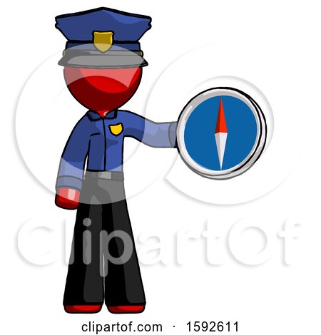 Red Police Man Holding a Large Compass by Leo Blanchette