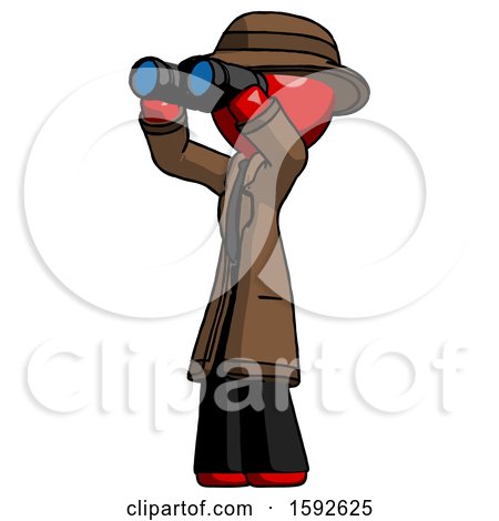 Red Detective Man Looking Through Binoculars to the Left by Leo Blanchette