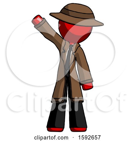Red Detective Man Waving Emphatically with Right Arm by Leo Blanchette