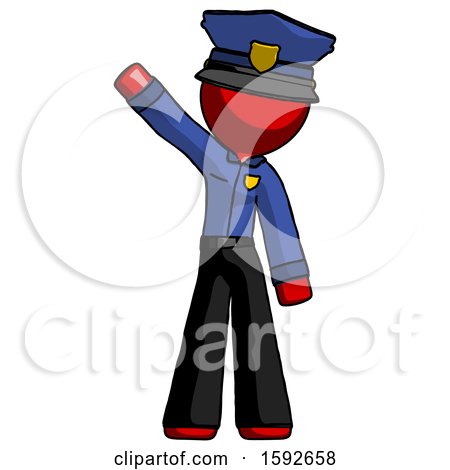 Red Police Man Waving Emphatically with Right Arm by Leo Blanchette