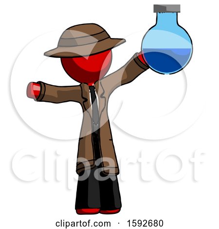 Red Detective Man Holding Large Round Flask or Beaker by Leo Blanchette