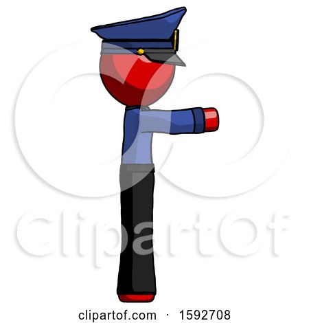 Red Police Man Pointing Right by Leo Blanchette