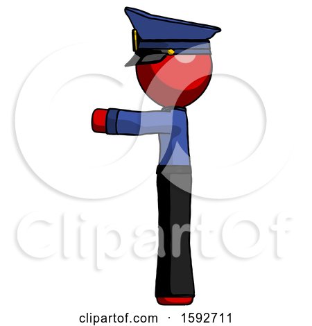Red Police Man Pointing Left by Leo Blanchette