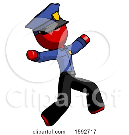 Red Police Man Running Away in Hysterical Panic Direction Right by Leo Blanchette