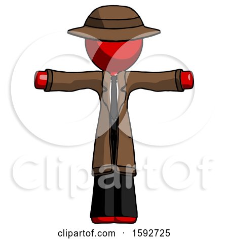 Red Detective Man T-Pose Arms up Standing by Leo Blanchette