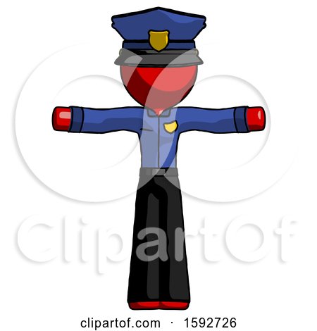 Red Police Man T-Pose Arms up Standing by Leo Blanchette