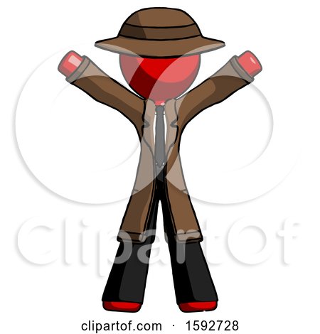 Red Detective Man Surprise Pose, Arms and Legs out by Leo Blanchette