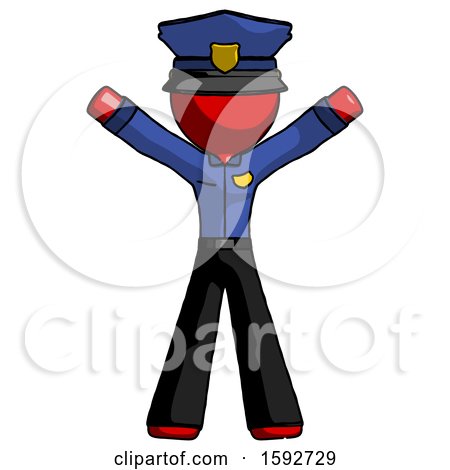 Red Police Man Surprise Pose, Arms and Legs out by Leo Blanchette