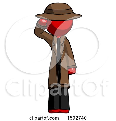 Red Detective Man Soldier Salute Pose by Leo Blanchette