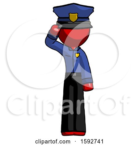 Red Police Man Soldier Salute Pose by Leo Blanchette