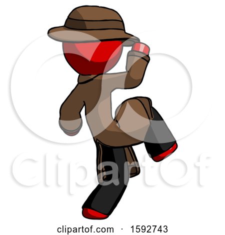 Red Detective Man Kick Pose Start by Leo Blanchette