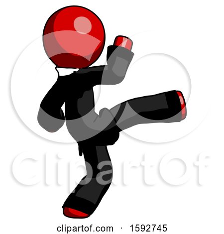 Red Clergy Man Kick Pose by Leo Blanchette
