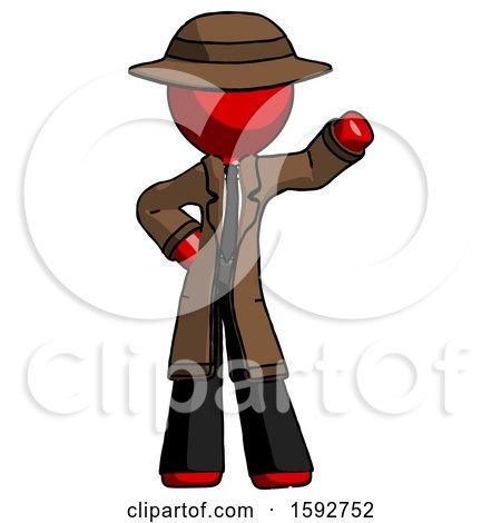 Red Detective Man Waving Left Arm with Hand on Hip by Leo Blanchette
