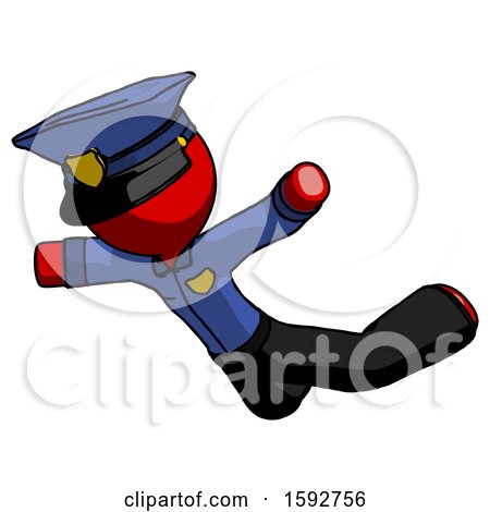Red Police Man Skydiving or Falling to Death by Leo Blanchette