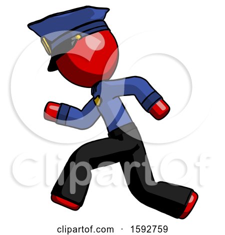 Red Police Man Running Fast Left by Leo Blanchette