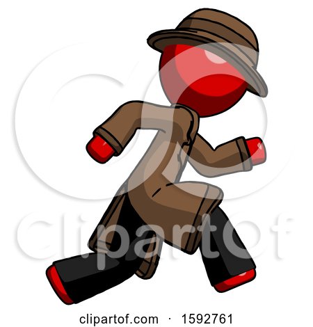 Red Detective Man Running Fast Right by Leo Blanchette