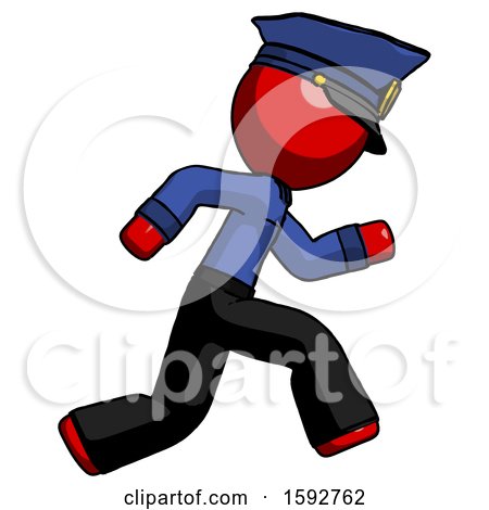 Red Police Man Running Fast Right by Leo Blanchette