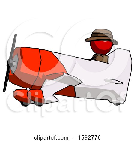 Red Detective Man in Geebee Stunt Aircraft Side View by Leo Blanchette