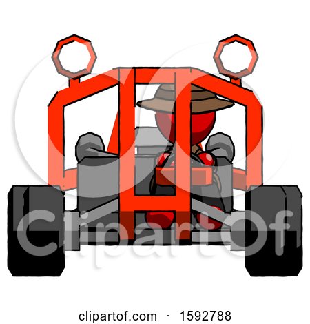 Red Detective Man Riding Sports Buggy Front View by Leo Blanchette