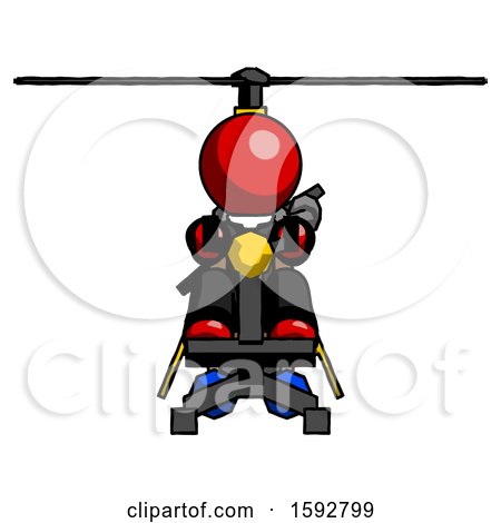 Red Clergy Man Flying in Gyrocopter Front View by Leo Blanchette