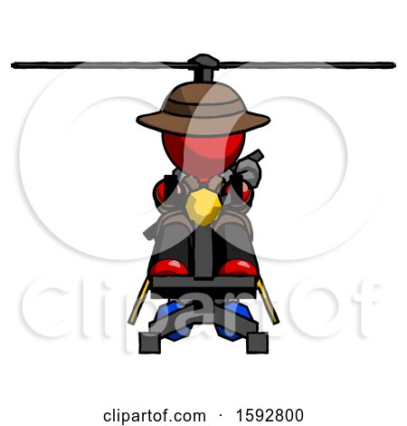 Red Detective Man Flying in Gyrocopter Front View by Leo Blanchette